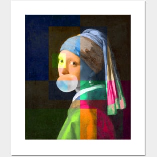 The Girl With A Pearl Earring And Bubble Gum, Colorful Posters and Art